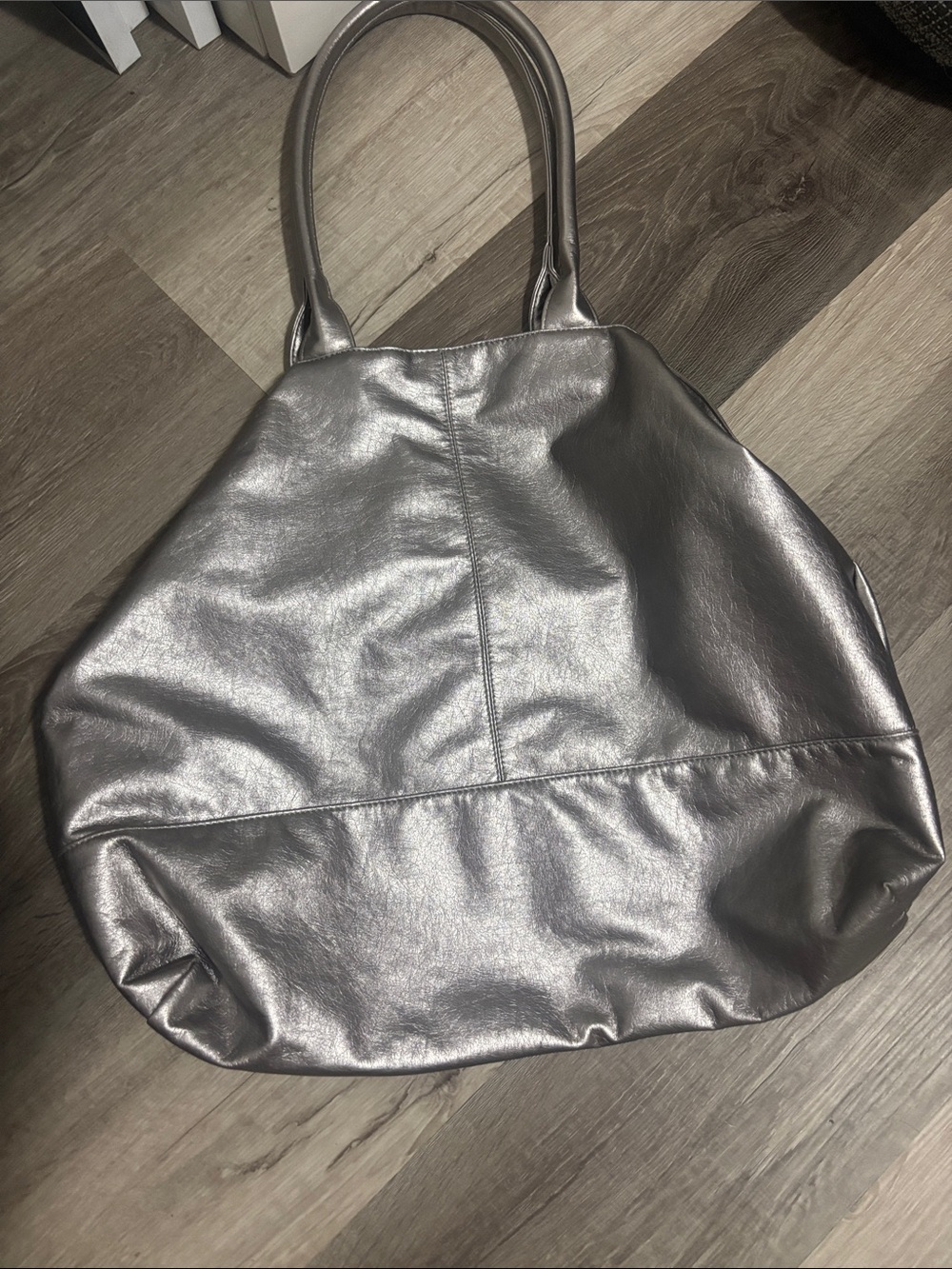 Saks Fifth Avenue Metallic Silver Tote Bag